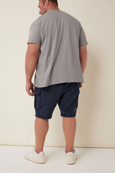 Badrhino Navy Blue Essential Cargo Jogger Shorts