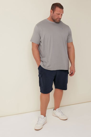 Badrhino Navy Blue Essential Cargo Jogger Shorts