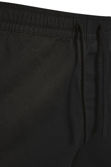 Badrhino Black Stretch Elasticated Waist Chino Shorts