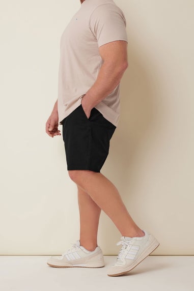 Badrhino Black Stretch Elasticated Waist Chino Shorts