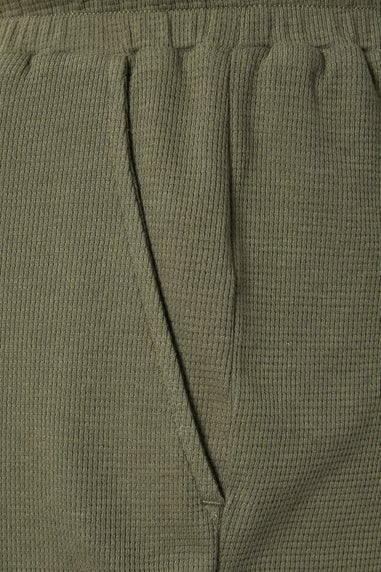 BadRhino Khaki Green Textured Jersey Shorts