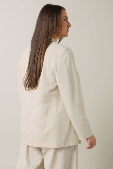 Evans Curve Natural Brown Linen Blazer