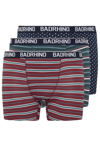 BadRhino 3 Pack Navy Blue Stripe & Spot Boxers