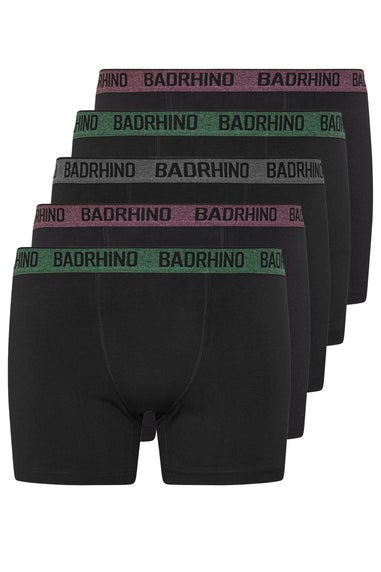 BadRhino 5 PACK Black Marl Waistband Boxers