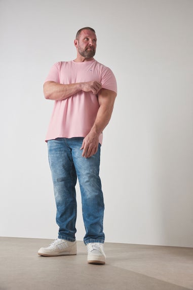 Badrhino Blue Washed Straight Leg Stretch Jeans