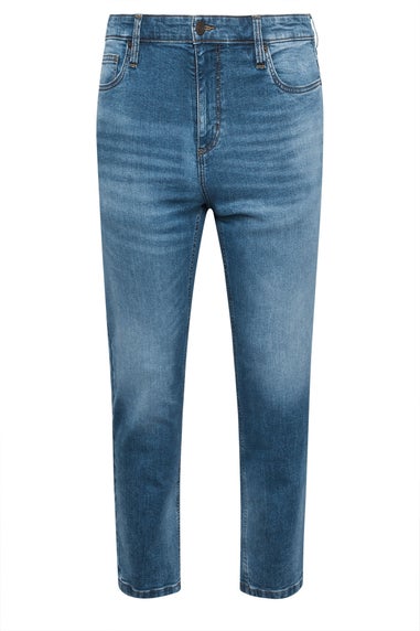 Badrhino Blue Washed Straight Leg Stretch Jeans