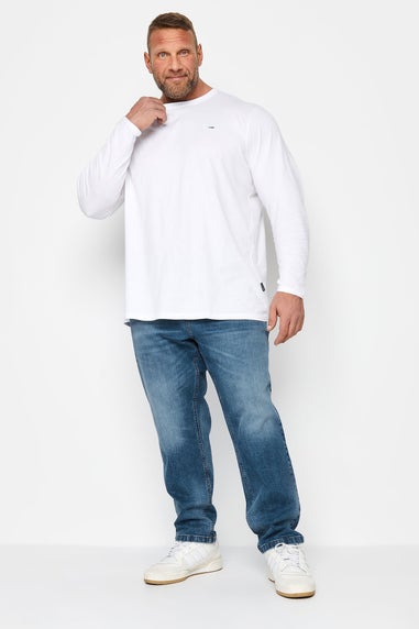 Badrhino Blue Washed Straight Leg Stretch Jeans