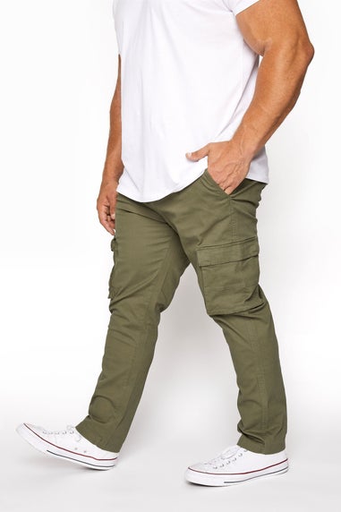 Badrhino Khaki Green Stretch Cargo Trousers