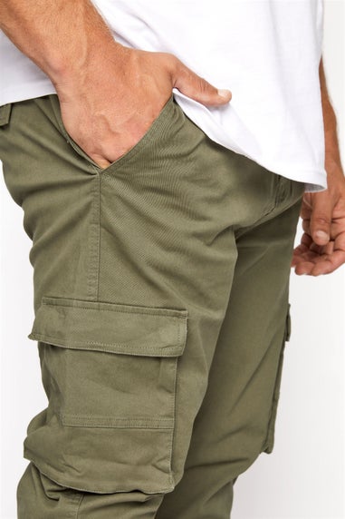 Badrhino Khaki Green Stretch Cargo Trousers