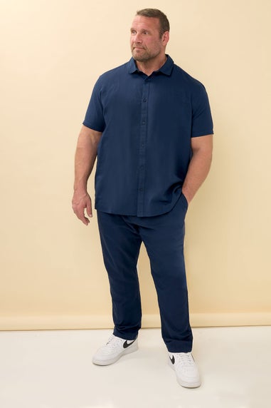 BadRhino Navy Blue Linen Formal Trousers