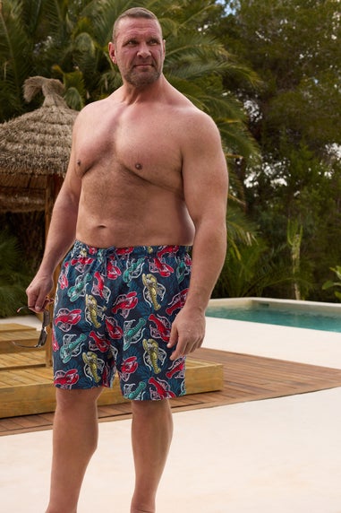 BadRhino Navy Blue Lobster Print Swim Shorts