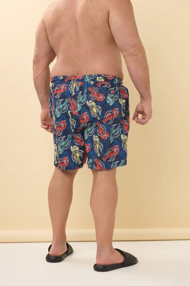 BadRhino Navy Blue Lobster Print Swim Shorts
