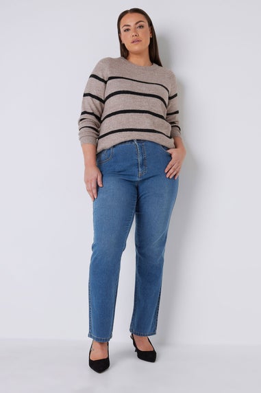 Evans Curve Fit Blue Mid Wash Straight Leg Jeans