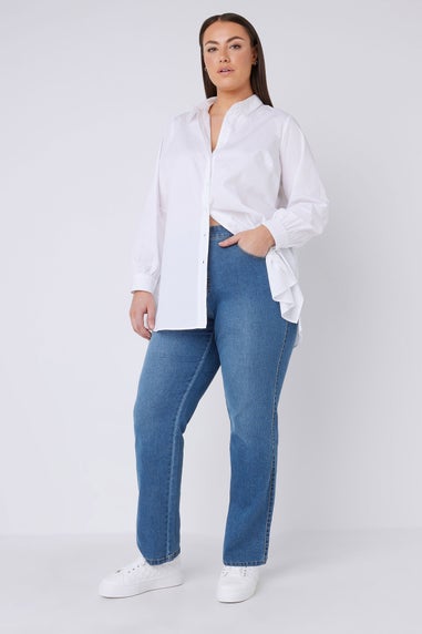 Evans Curve Fit Blue Mid Wash Straight Leg Jeans