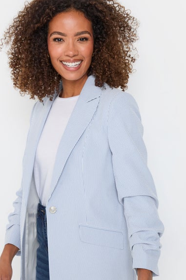M&Co Blue Stripe Seersucker Blazer