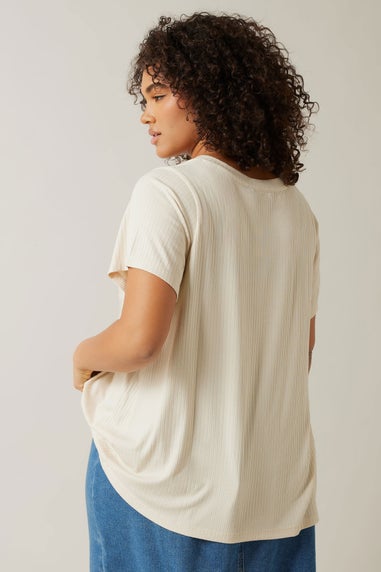 Evans Curve Cream Premium Ribbed Modal Blend T-Shirt