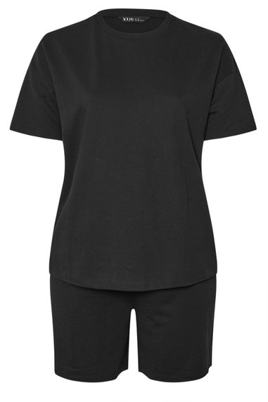 YOURS Curve Black Sweat T-Shirt & Shorts Set