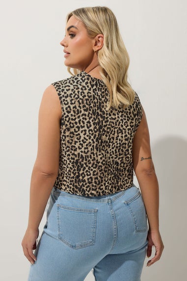 LIMITED COLLECTION Curve Brown Leopard Print Quilted Waistcoat