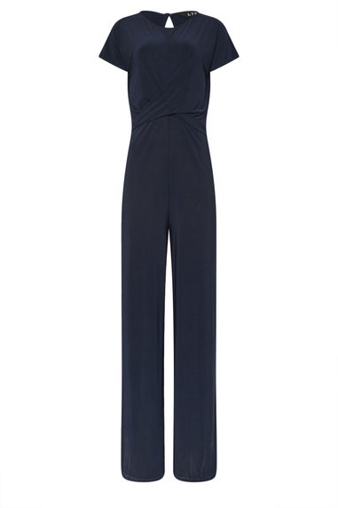 Long Tall Sally Navy Blue Twist Front Wide Leg Jumpsuit