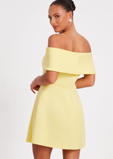 Quiz Yellow Bardot Bow Skater Dress