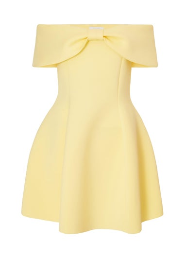 Quiz Yellow Bardot Bow Skater Dress