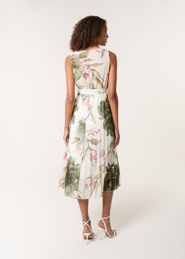 Blue Vanilla Khaki Wrap Front Pleated Dress