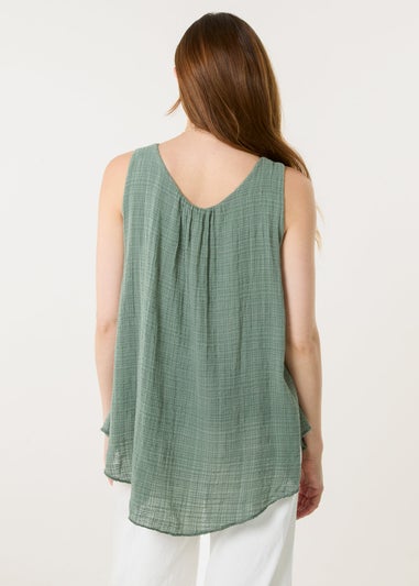 Blue Vanilla Khaki Necklace Sleeveless Top