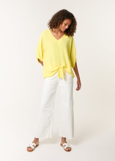 Blue Vanilla Yellow Tie Knot Blouse