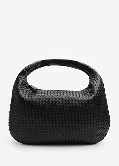 Where's That From Barber Black Woven Faux Leather Shoulder Bag