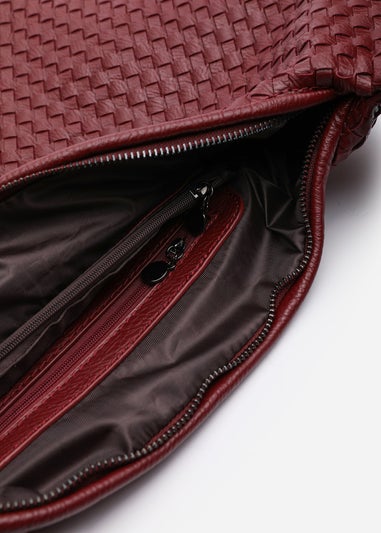 Where's That From Barber Burgundy Woven Faux Leather Shoulder Bag