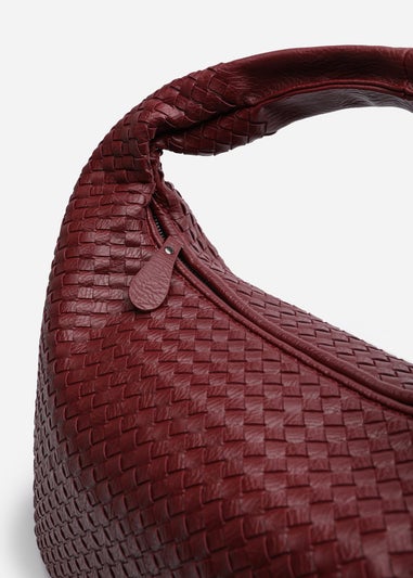 Where's That From Barber Burgundy Woven Faux Leather Shoulder Bag