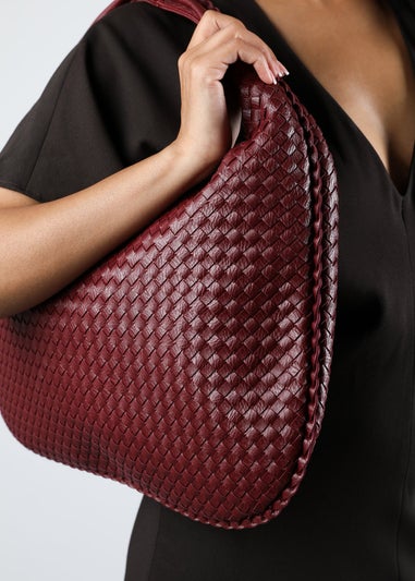 Where's That From Barber Burgundy Woven Faux Leather Shoulder Bag
