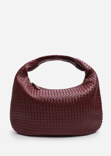 Where's That From Barber Burgundy Woven Faux Leather Shoulder Bag