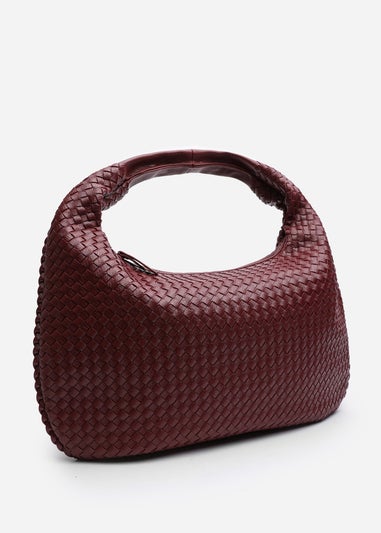 Where's That From Barber Burgundy Woven Faux Leather Shoulder Bag