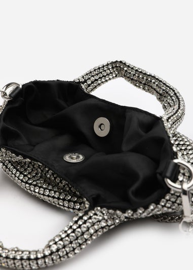 Where's That From Shellies Silver Crystal Embellished Bucket Bag