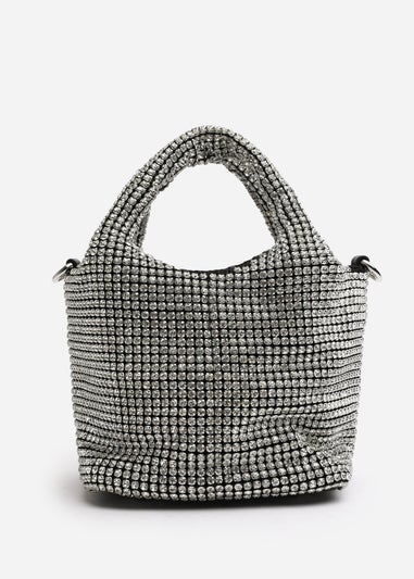 Where's That From Shellies Silver Crystal Embellished Bucket Bag