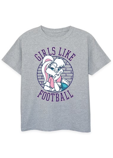 Looney Tunes Lola Girls Like Football Kids Grey Graphic T-Shirt (3-13 Years)