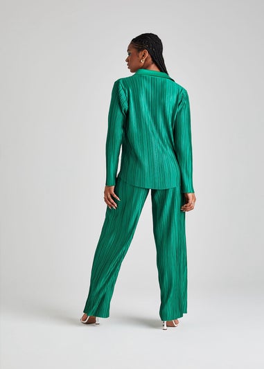 Urban Bliss Green Plisse Wide Leg Trousers