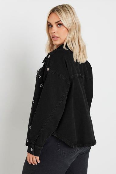 Yours Curve Black Eyelet Denim Jacket