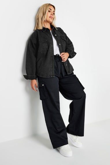 YOURS Curve Black Quilted Denim Shacket