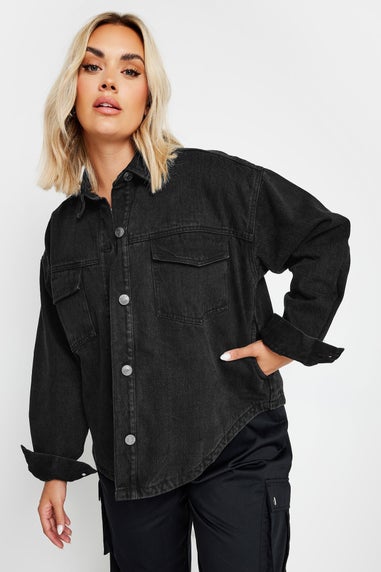 YOURS Curve Black Quilted Denim Shacket