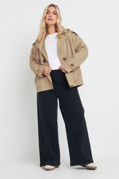 YOURS Curve Natural Brown Short Trench Coat