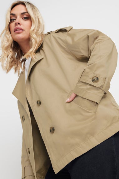 YOURS Curve Natural Brown Short Trench Coat