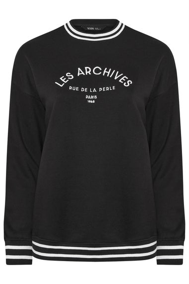 Yours Curve Les Archives Contrast Slogan Sweatshirt
