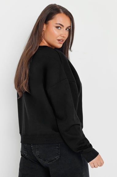 Yours Curve Black Los Angeles Cherry Sweatshirt