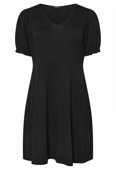 Yours Curve Black Puff Sleeve Mini Dress