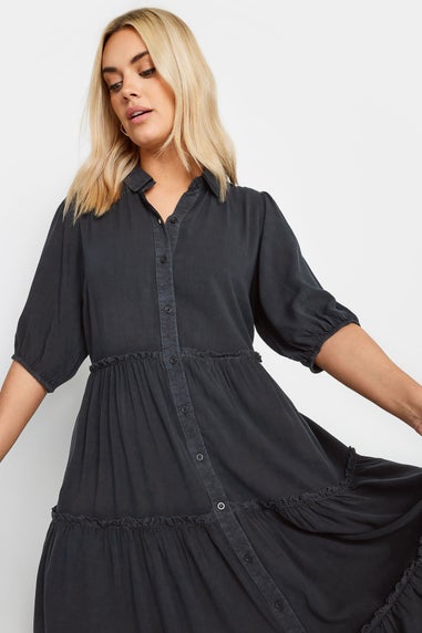 Yours Curve Charcoal Grey Midi Shirt Dress