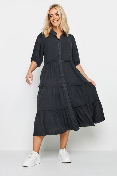 Yours Curve Charcoal Grey Midi Shirt Dress