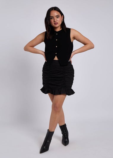 Urban Bliss Brittany Black Ruched Poplin Skirt