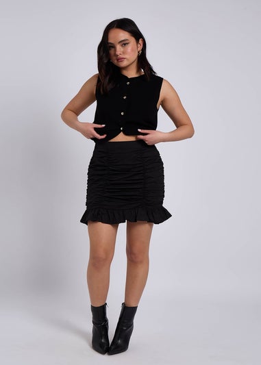 Urban Bliss Brittany Black Ruched Poplin Skirt